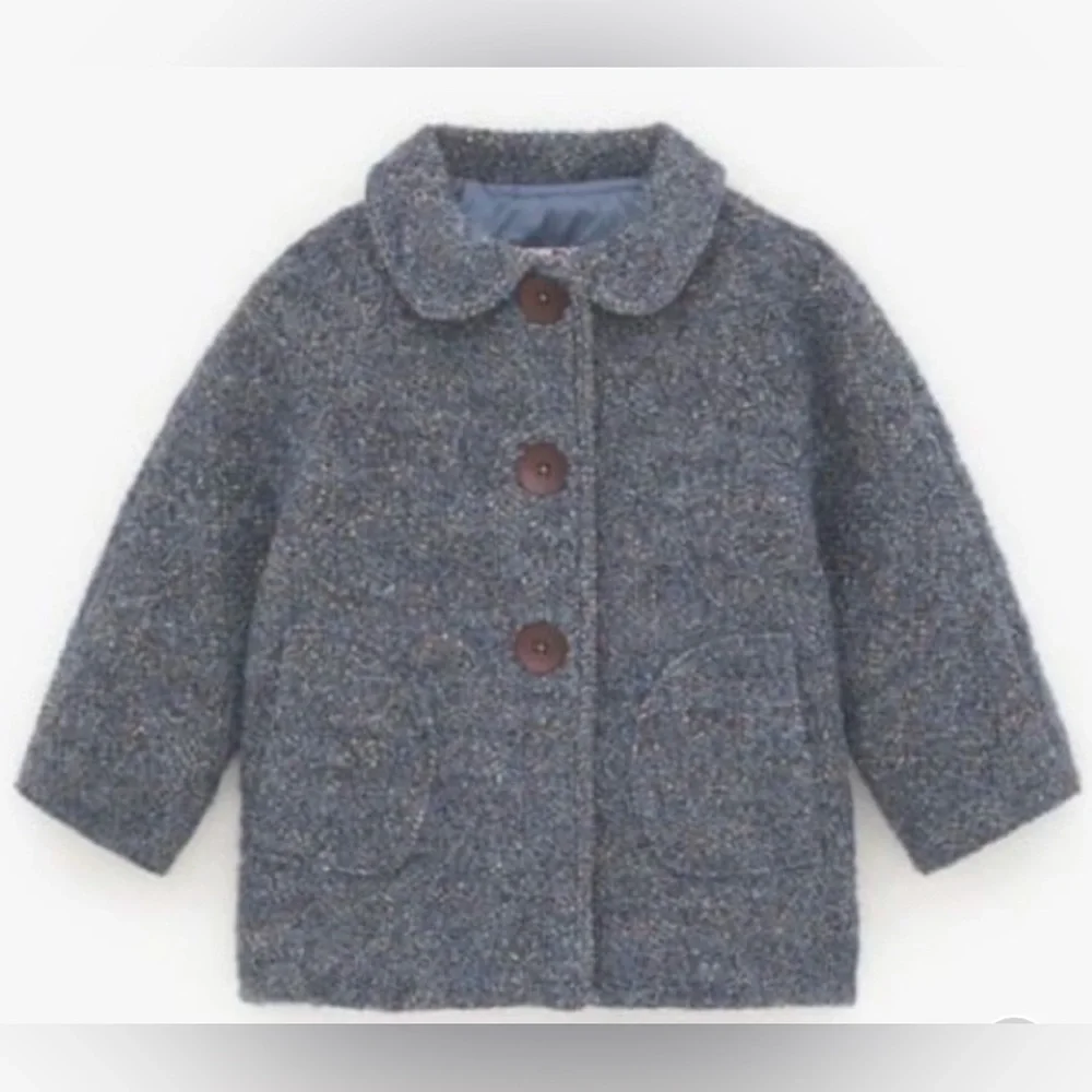 Zara  BlueTweed Coat Size 12-18 Mos - Preloved